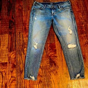 Silver distressed crop jeans.  31/25